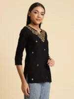 Aiza Kashmiri Black Short Kurti