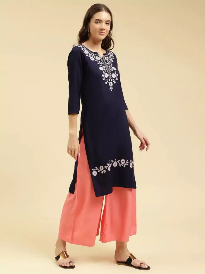 Blue Silk Work Kurti
