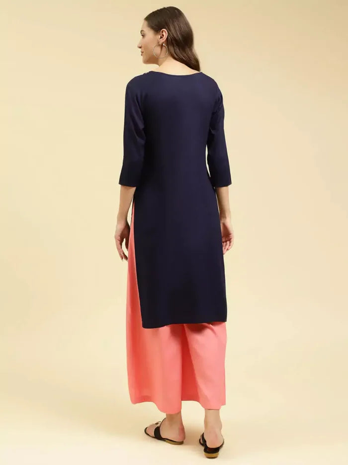 Blue Silk Work Kurti