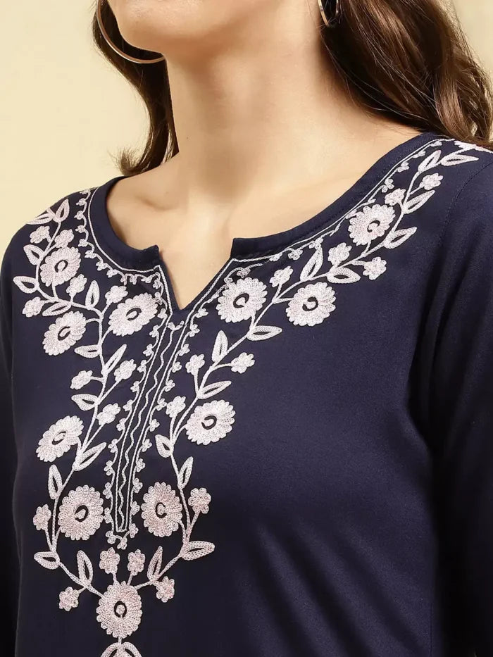 Blue Silk Work Kurti