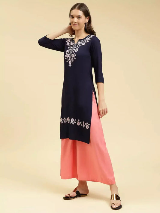 Blue Silk Work Kurti