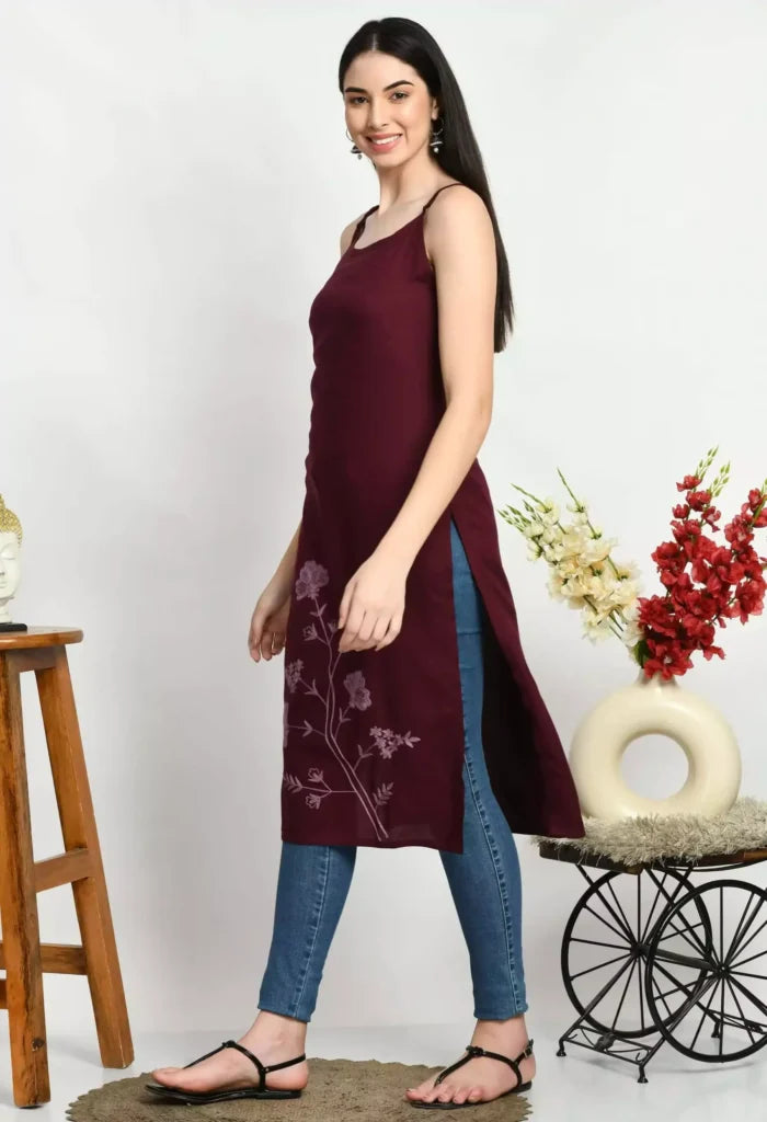 Ceren Pashmina Work Sleeveless Kurti