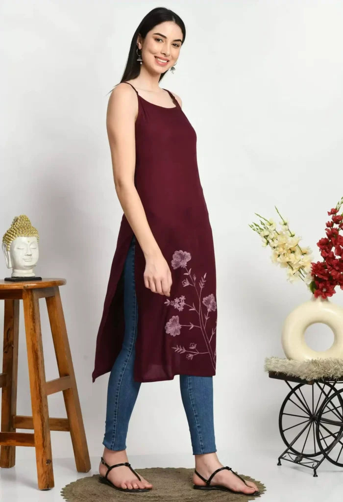 Ceren Pashmina Work Sleeveless Kurti