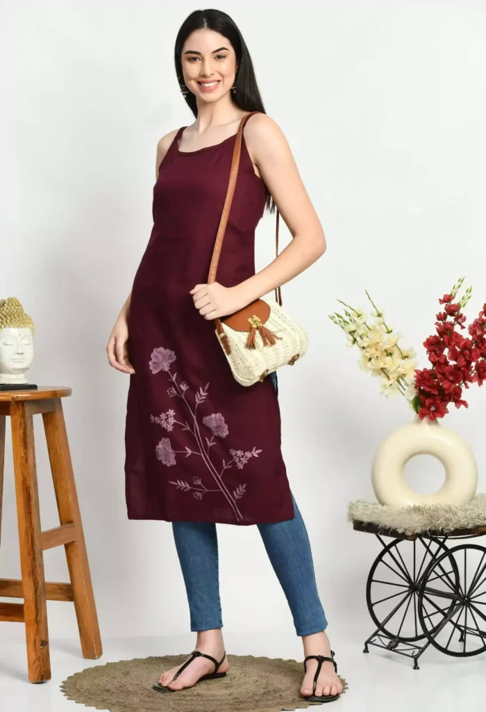 Ceren Pashmina Work Sleeveless Kurti